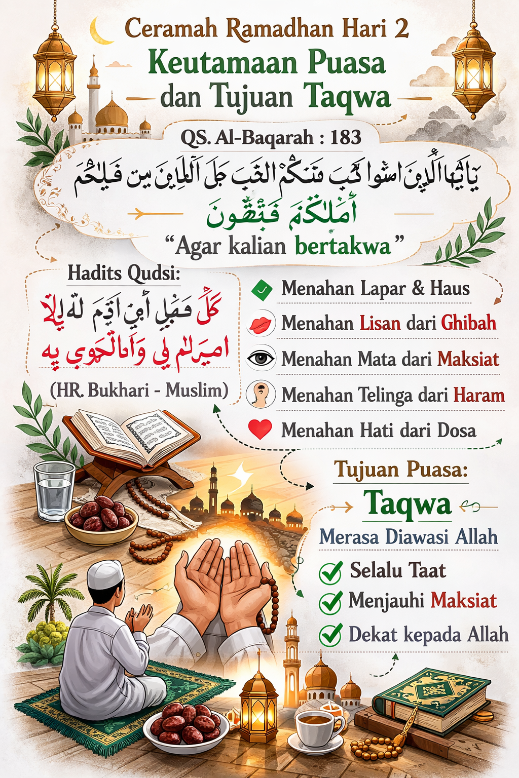 Keutamaan Puasa dan Tujuan Taqwa